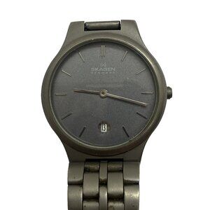 Skagen Denmark Men's 105LTX Slim Titanium Gray 34mm Quartz Analog Watch Date